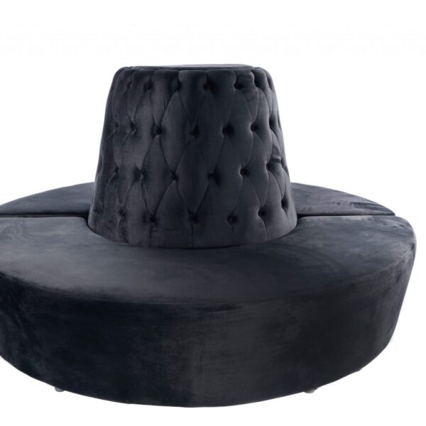 Tufted Circle Banquette Sofa - Black