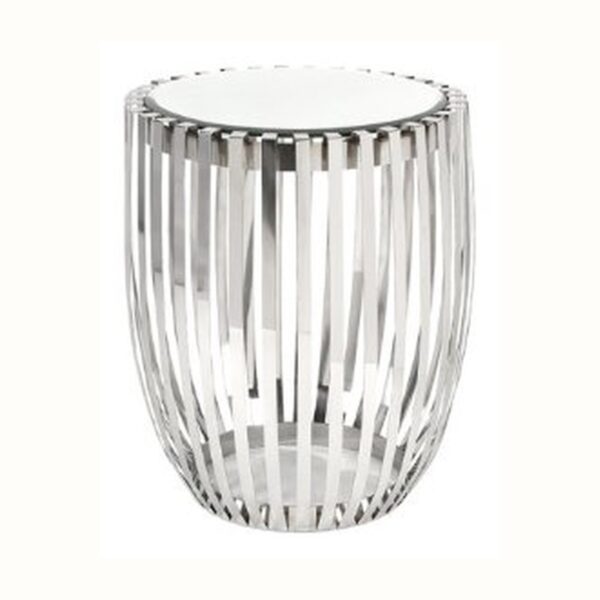 Xanthia Steel and Mirror Accent Table