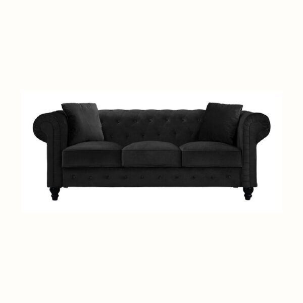 Chesterfield Black Velvet Tufted Sofa