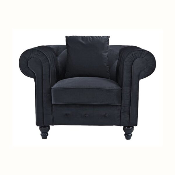 Chesterfield Black Velvet Tufted Armchair