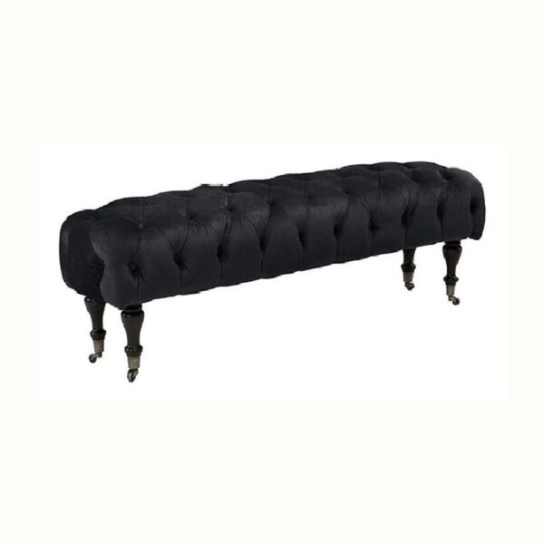 Black Velvet Tufted Bench