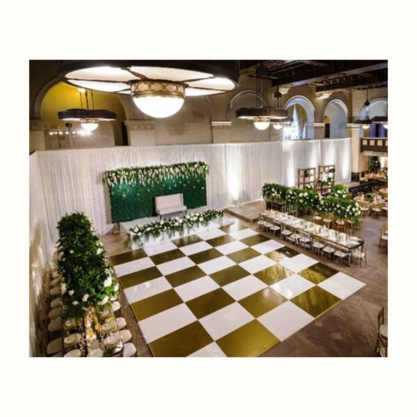White and Gold Checkered Dance Floor