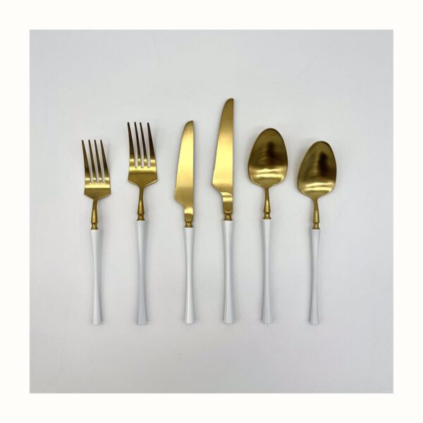 Gemma White & Gold Flatware