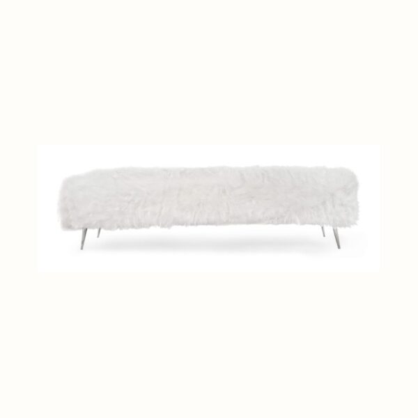 Velvet Bench - Faux Fur White