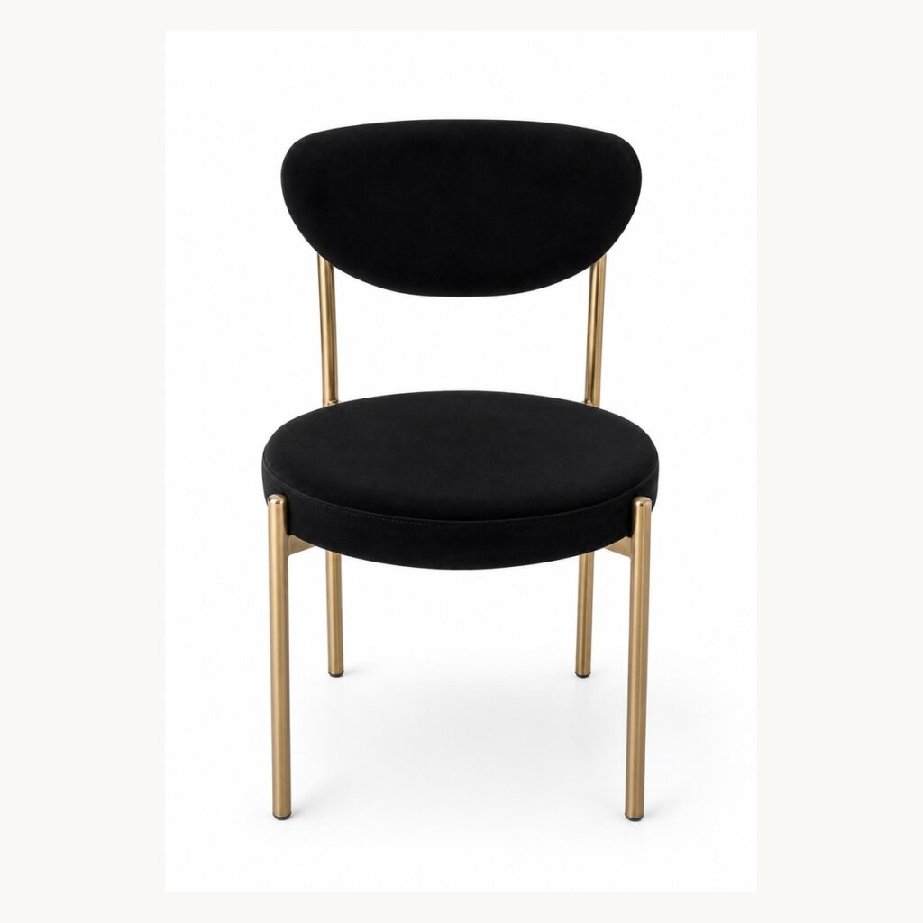 Iris Black and Gold dining chair rental from Palace Party Rental