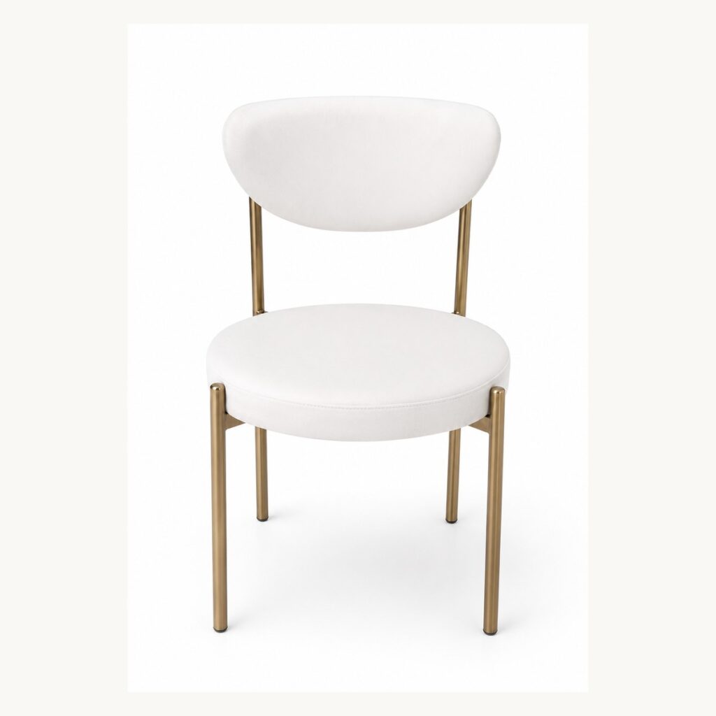 Iris Ivory and Gold dining chair rental from Palace Party Rental
