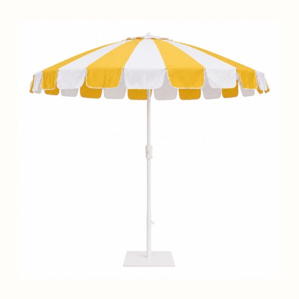 White and Yellow Stripe Umbrella rental from Palace Party Rental