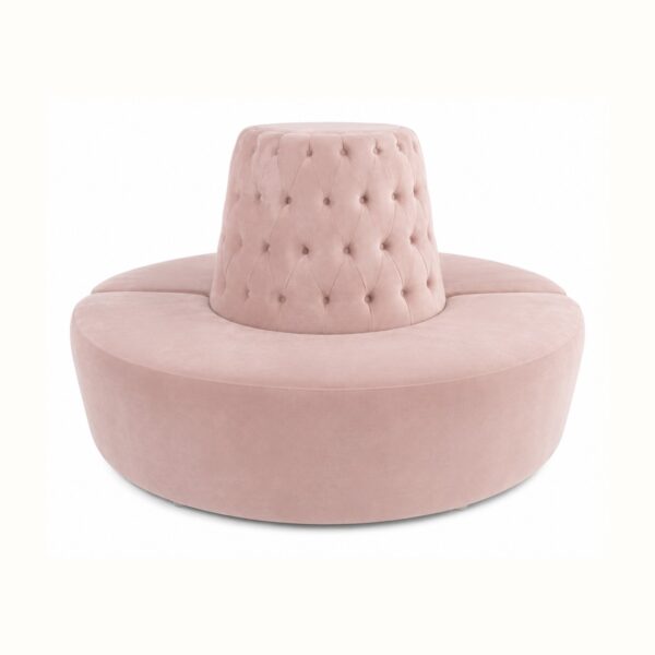 Tufted Circle Banquette Sofa - Blush