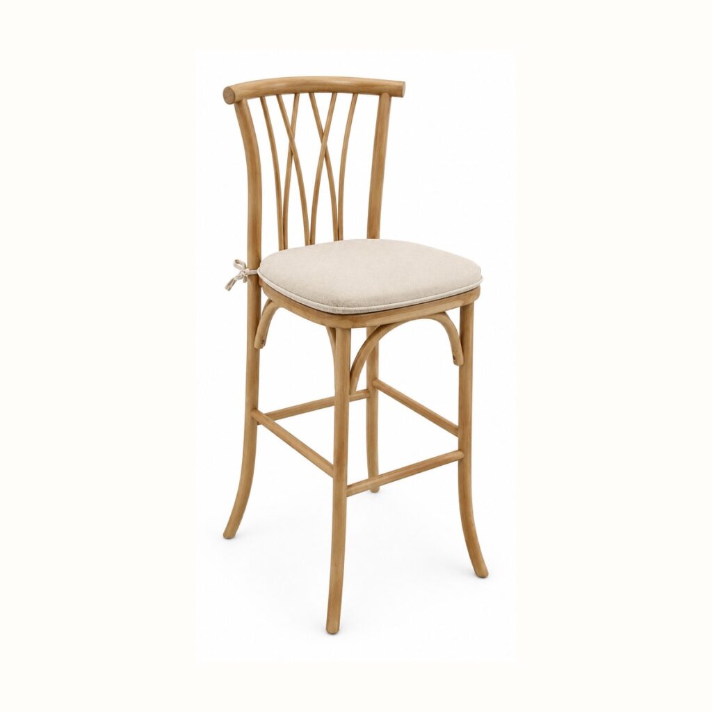 Natural wood Twig Bar Stool rental from Palace Party Rental