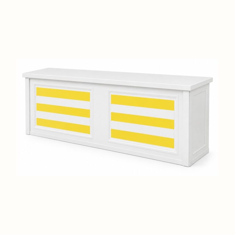 White and Yellow Stripe Food Station